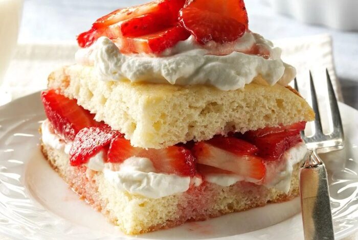 Sweet pickled strawberries shortcakes