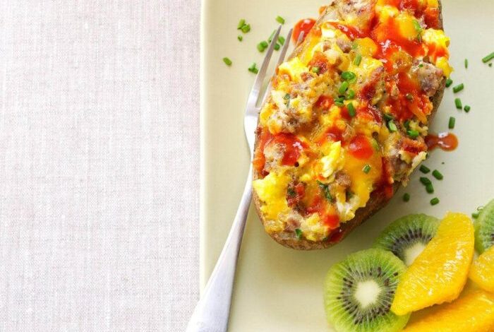 Breakfast twice baked potatoes