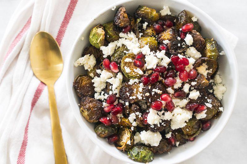 Sprouts brussels roasted pomegranate pecans bakerita Citrus and pomegranate brussels sprouts