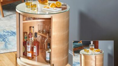 Build this vintage sign inspired liquor cabinet