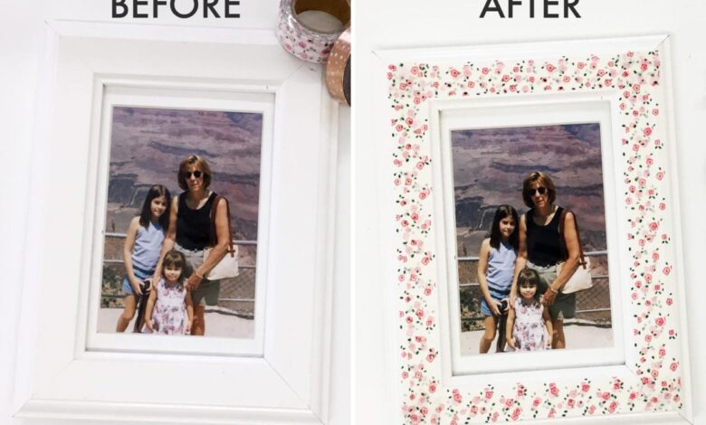 Try this washi tape mirror frame