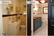 Holiday house bathroom before after