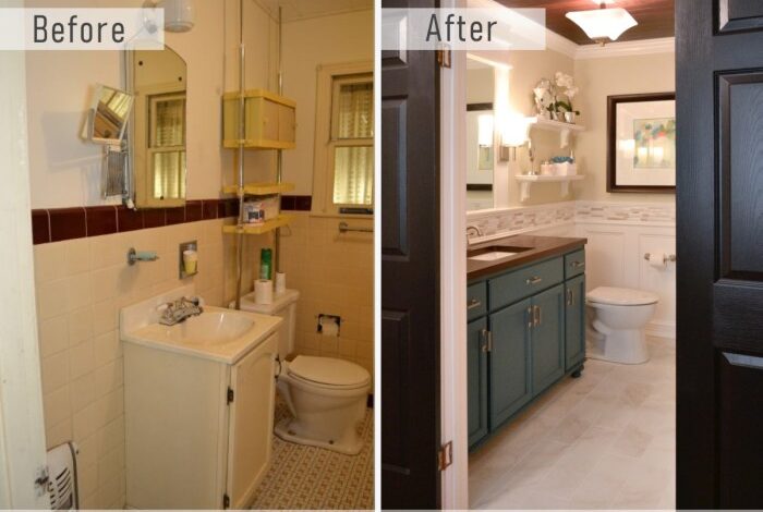 Holiday house bathroom before after