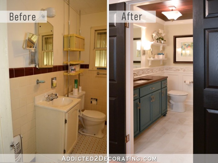 Holiday house bathroom before after