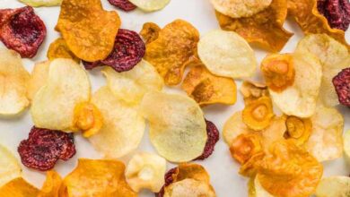 Homemade veggie chips with ranch dressing