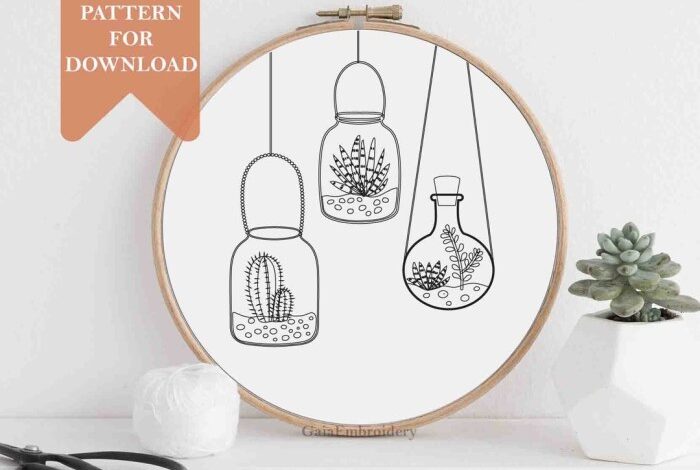 Cactus love embroidery download the pattern