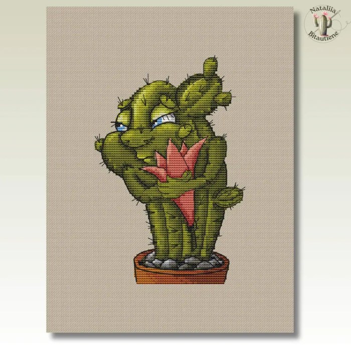 Cactus love embroidery download the pattern