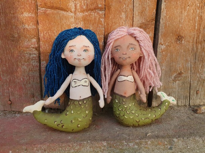 Mermaid plush dolls with downloadable pattern