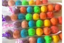 Rainbow gold lustre bath bombs