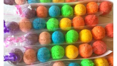 Rainbow gold lustre bath bombs