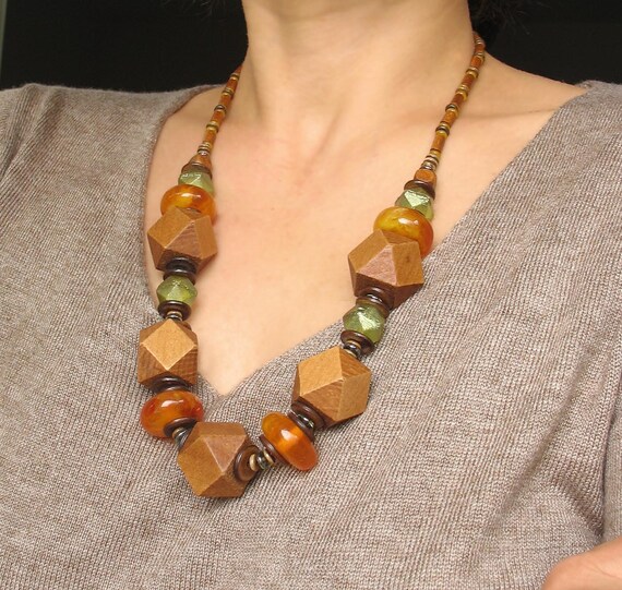 Silk large necklace beads women