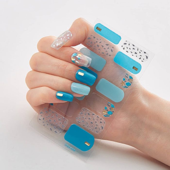 Use nail wraps to create a geometric nail design
