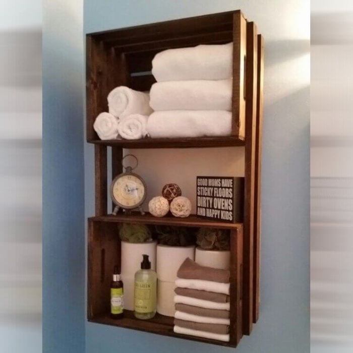 Try this hanging baskets for bathroom storage