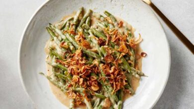 Garlic and miso green beans