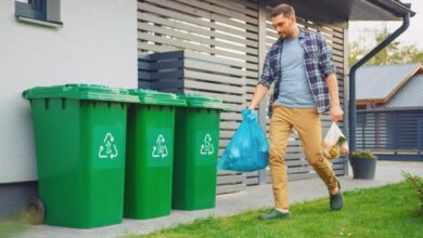 Try this a modern solution for hiding your trash can