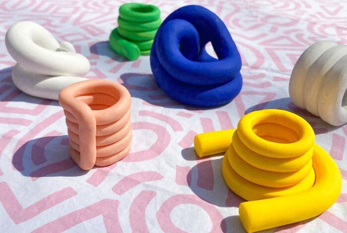 Diy clay cactus candle holders