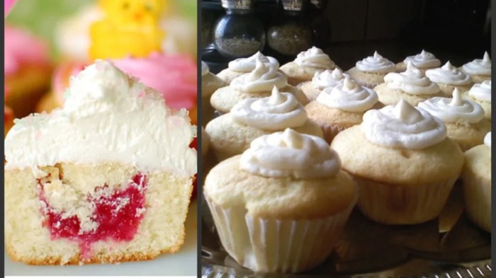 Vanilla cupcakes with raspberry filling