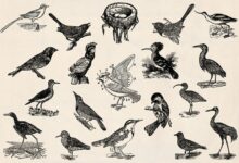 Vintage inspired hanging birds