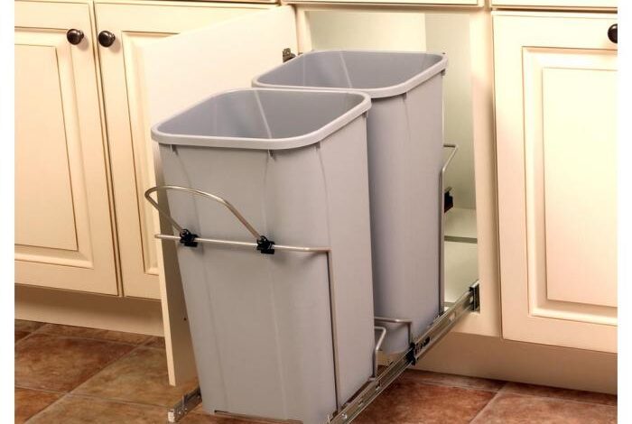 Convert a cabinet into a pull out trash bin