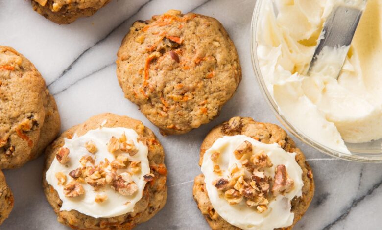 Carrot cake cookies with cream cheese frosting