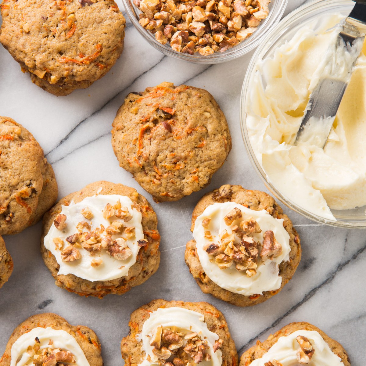 Carrot cake cookies with cream cheese frosting