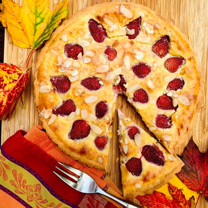 Rice pudding with roasted strawberries