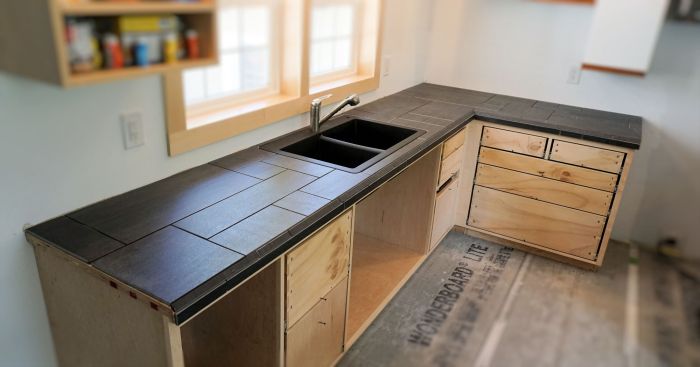 Tiled countertop diy no saw required