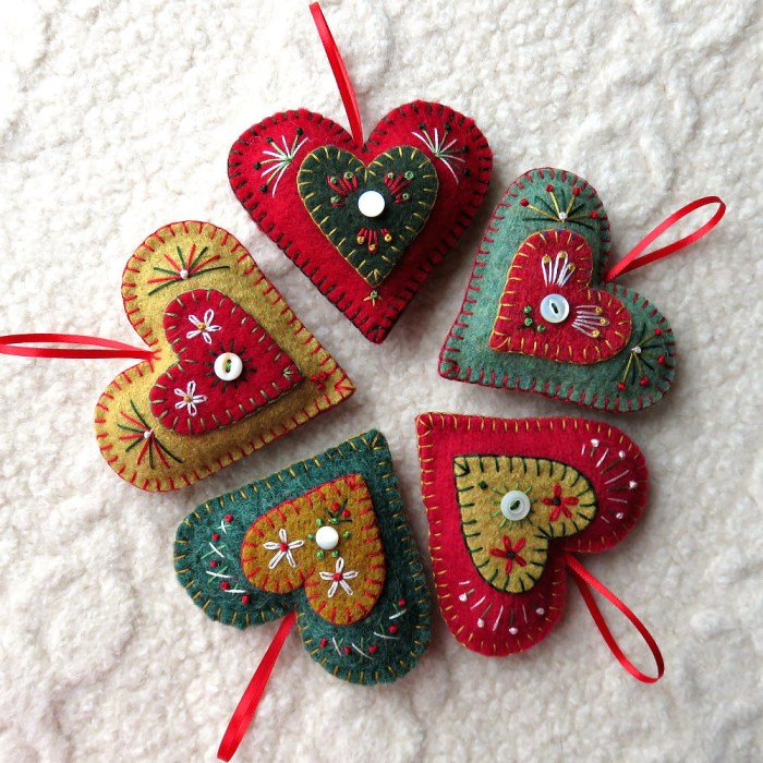 Embroidered felt wool ornament diy