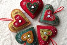 Embroidered felt wool ornament diy