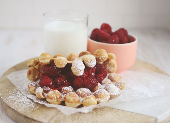 Peanut butter and jam bubble waffles