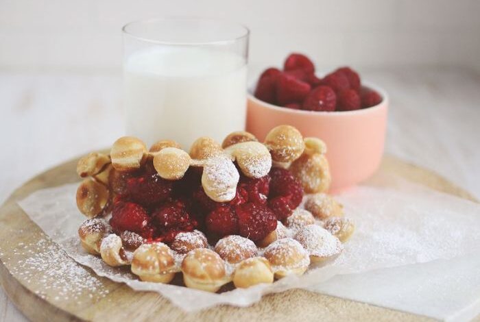 Peanut butter and jam bubble waffles