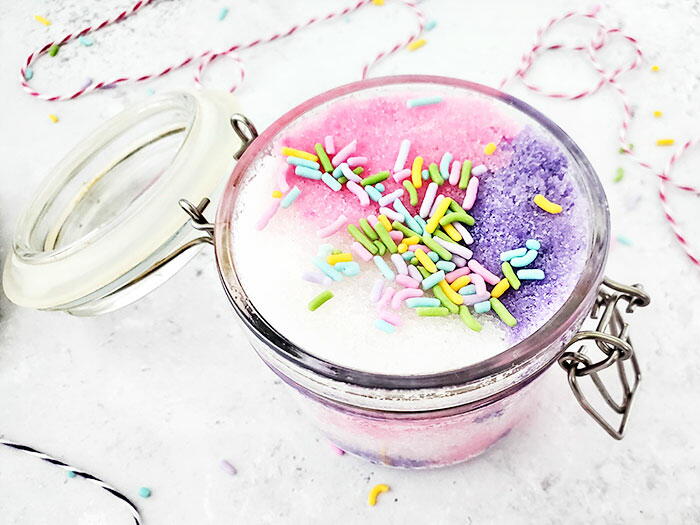 Make your own unicorn sugar scrubs