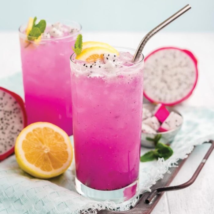 Dragon fruit limeade cocktail