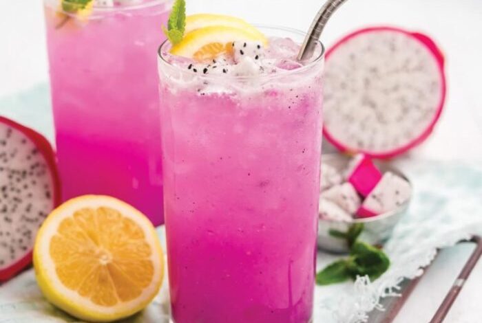 Dragon fruit limeade cocktail