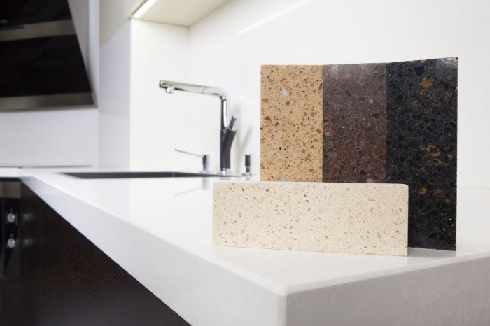 Concrete feather finish countertops