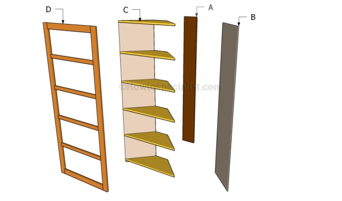Build organize a corner shelving system