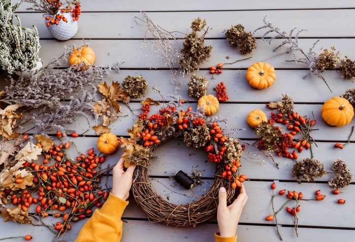 Autumn floral wreath project