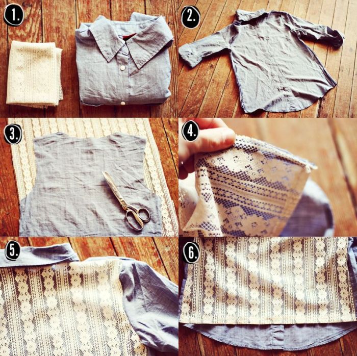 Diy denim lace shirt