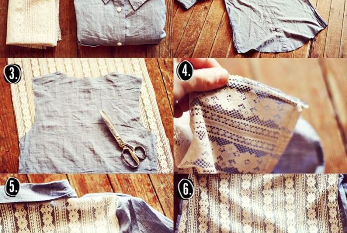 Diy denim lace shirt