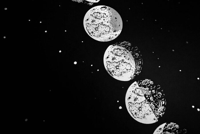 Silver moon phases wall art