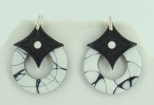 Diy marble jade earrings and pendant necklace