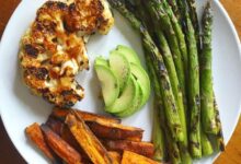 Smoky cauliflower steaks with orange and herb quinoa