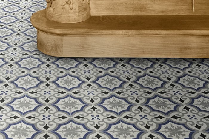 Make a patterned floor with linoleum tile