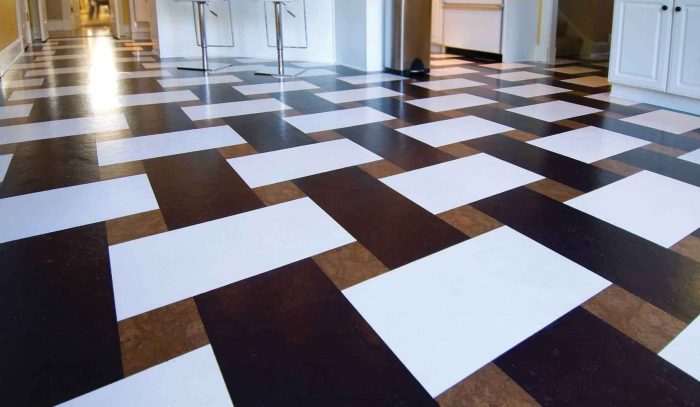 Make a patterned floor with linoleum tile