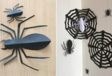 Wooden spider garland diy