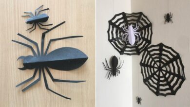 Wooden spider garland diy