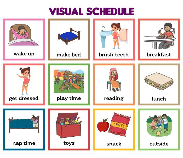Toddler preschool visual schedule diy with free chart printables