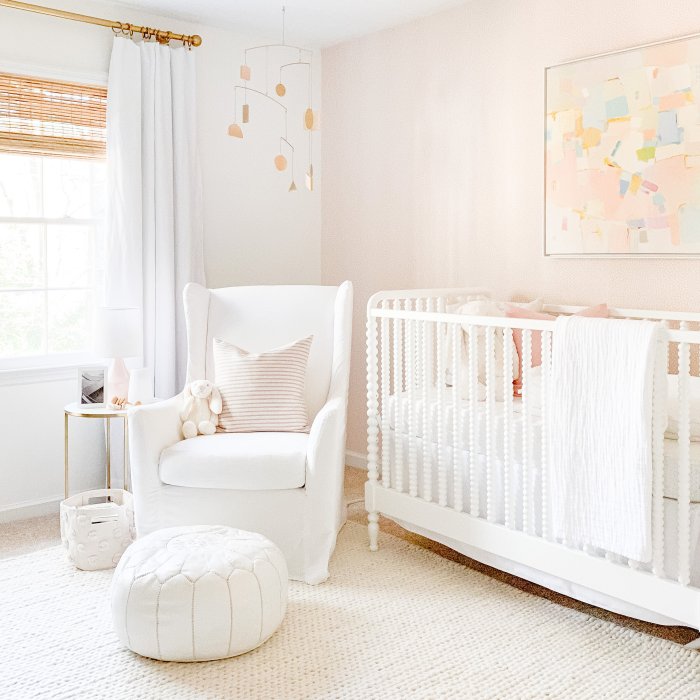 Peach nursery baby girl behr room ideas pink rooms white bedroom paint color colors girls wall walls tour peachy chi