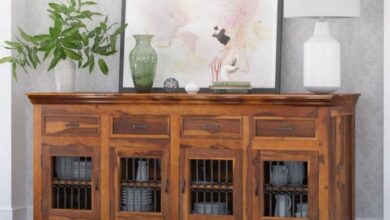 Built in buffet with arched opening